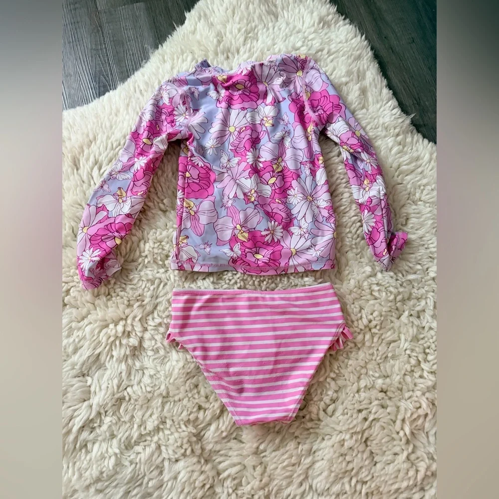 Floral Long Sleeve Kids Swim Set